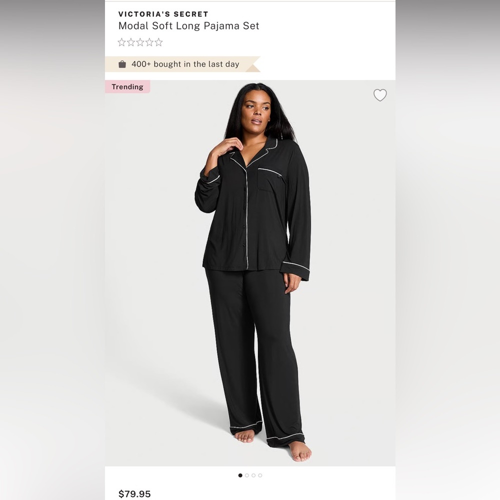 Victoria's Secret Black Pajama Set with White Trim